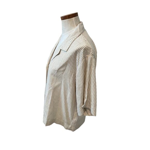 Rag & Bone Reed Short Sleeve Top Beige Stripe Print XS - Picture 5 of 8